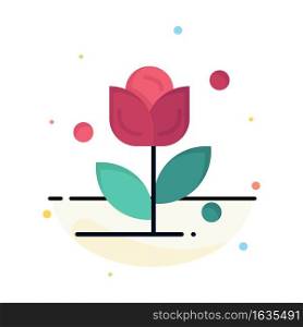 Flower, Rose, Love Abstract Flat Color Icon Template