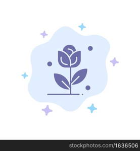 Flower, Rose, Love Blue Icon on Abstract Cloud Background