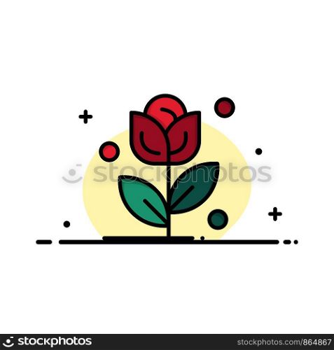 Flower, Rose, Love Business Logo Template. Flat Color