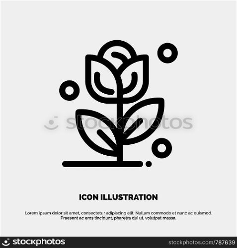 Flower, Rose, Love Vector Line Icon