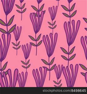 Flower seamless pattern. Abstract floral wallpaper. Doodle art style. Cute plants endless backdrop. Simple design for fabric, textile print, wrapping paper, cover. Flower seamless pattern. Abstract floral wallpaper. Doodle art style. Cute plants endless backdrop.