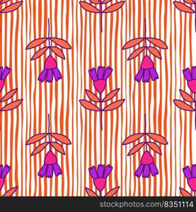 Flower seamless pattern in naive art style. Abstract simple floral wallpaper. Cute plants endless backdrop. Design for fabric, textile print, wrapping paper, cover. Doodle vector illustration. Flower seamless pattern in naive art style. Abstract simple floral wallpaper.