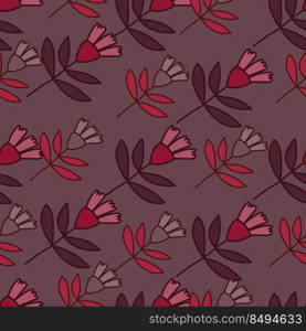 Flower seamless pattern in naive art style. Abstract simple floral wallpaper. Cute plants endless backdrop. Design for fabric, textile print, wrapping paper, cover. Doodle vector illustration. Flower seamless pattern in naive art style. Abstract simple floral wallpaper.