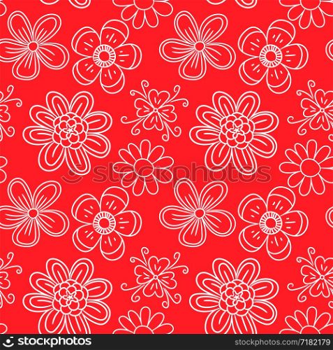 Flower seamless pattern. Pink color vector background. Summer and spring print