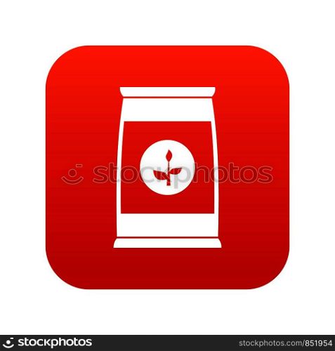 Flower seeds in package icon digital red for any design isolated on white vector illustration. Flower seeds in package icon digital red