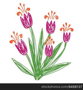Flower sketch. Hand drawn vector illustration. Pen or marker doodle plant.. Flower sketch. Hand drawn vector illustration. Pen or marker doodle plant