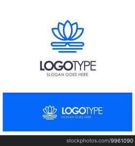 Flower, Spa, Massage, Chinese Blue outLine Logo with place for tagline