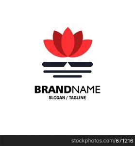 Flower, Spa, Massage, Chinese Business Logo Template. Flat Color