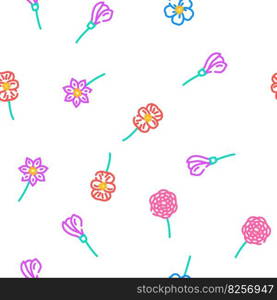 flower spring floral blossom vector seamless pattern thin line illustration. flower spring floral blossom vector seamless pattern