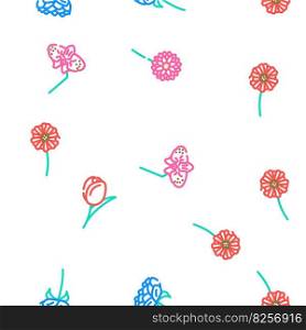 flower spring floral nature vector seamless pattern thin line illustration. flower spring floral nature vector seamless pattern