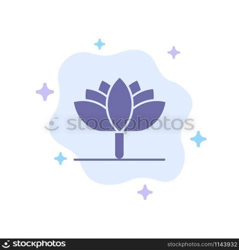 Flower, Spring Flower, Tulip Blue Icon on Abstract Cloud Background