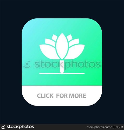 Flower, Spring Flower, Tulip Mobile App Button. Android and IOS Glyph Version