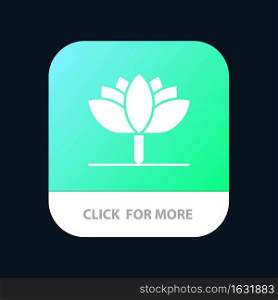 Flower, Spring Flower, Tulip Mobile App Button. Android and IOS Glyph Version