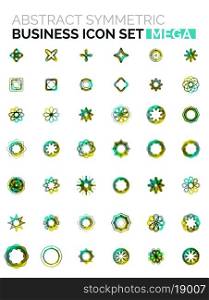 Flower, star shaped business icons, mega collection