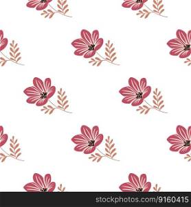 Flower stylized seamless pattern. Cute botanical illustration. Abstract floral background. Simple design for fabric, textile print, wrapping, cover. Vector illustration. Flower stylized seamless pattern. Cute botanical illustration. Abstract floral background.