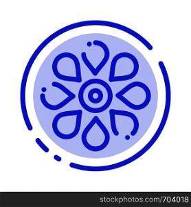 Flower, Sun Flower, Floral, Nature, Spring Blue Dotted Line Line Icon