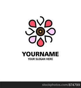 Flower, Sun Flower, Floral, Nature, Spring Business Logo Template. Flat Color