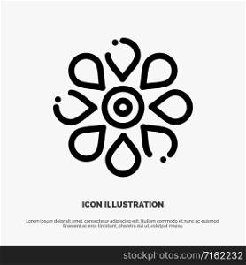 Flower, Sun Flower, Floral, Nature, Spring Line Icon Vector