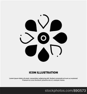 Flower, Sun Flower, Floral, Nature, Spring solid Glyph Icon vector
