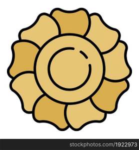 Flower sweet cookie icon. Outline flower sweet cookie vector icon color flat isolated on white. Flower sweet cookie icon color outline vector