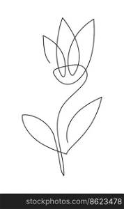 Flower tulip vector one line art logo. Minimalist contour drawing monoline. Continuous line artwork for banner, book design, web illustration.. Flower tulip vector one line art logo. Minimalist contour drawing monoline. Continuous line artwork for banner, book design, web illustration