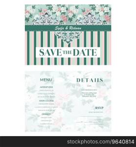 Flower turquoise wedding invitation template Vector Image