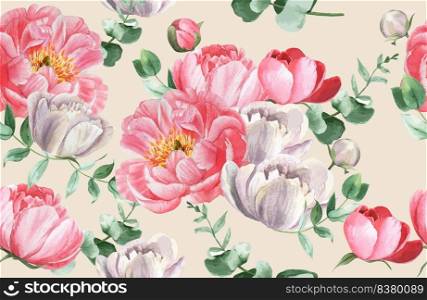 flower watercolor seamless pattern