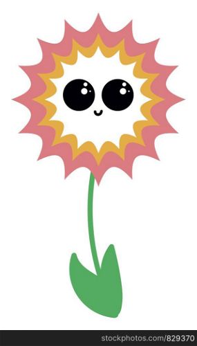 Flower with cute eyes, illustration, vector on white background.