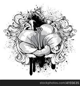 flower with grunge vector illustration
