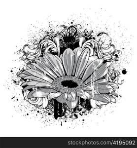 flower with grunge vector illustration