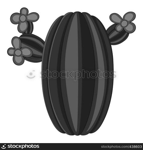 Flowering cactus icon in monochrome style isolated on white background vector illustration. Flowering cactus icon monochrome