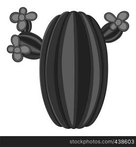 Flowering cactus icon in monochrome style isolated on white background vector illustration. Flowering cactus icon monochrome