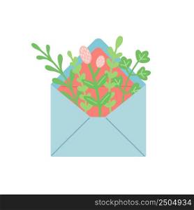 Flowers and leaves in envelope, vector illustration