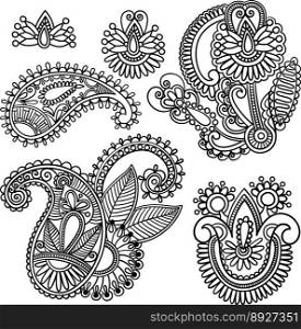 Flowers and paisley design element vector image