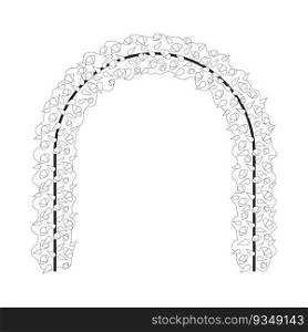 Flowers arch monochrome flat vector object. Wedding altar decor. Arched branch. Circle frame. Editable black and white thin line icon. Simple cartoon clip art spot illustration for web graphic design. Flowers arch monochrome flat vector object