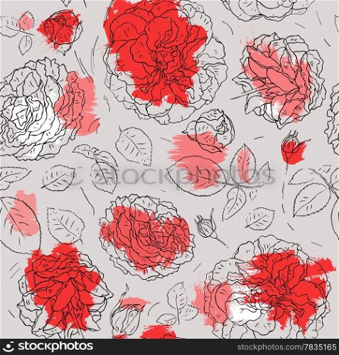 Flowers background. Beautiful roses. Seamless vector pattern.