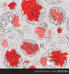 Flowers background. Beautiful roses. Seamless vector pattern.