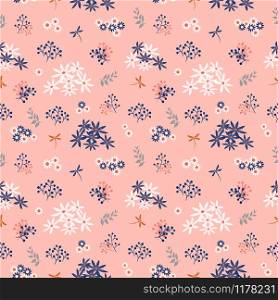Flowers blooming garden seamless pattern on pastel mood,design for fashion,fabric,textile,print or wallpaper,vector illustration