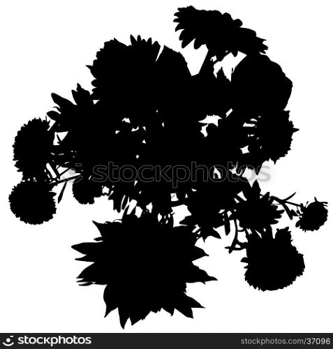 Flowers bouquet stencil silhouette, illustration isolated on white