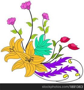 flowers decoration garden. vector illustration doodle plants drawing