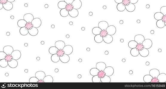 Flowers. Floral pattern. Hand drawn flowers. Minimalistic flowers pattern. Vector illustration