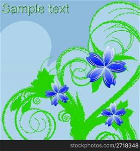 flowers foliage composition, abstract vector art illustration