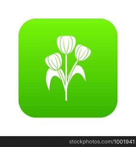 Flowers icon digital green for any design isolated on white vector illustration. Flowers icon digital green