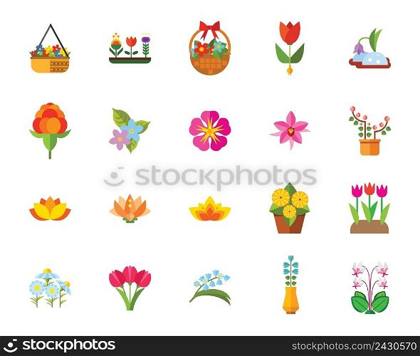 Flowers icon set. Can be used for topics like plants, floriculture, nature, flora, hobby, spring, botany