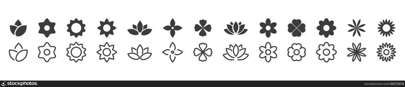 Flowers icons.  Flower icon set. Vector illustration.