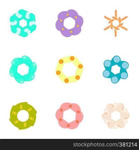 Flowers icons set. Cartoon illustration of 9 flowers vector icons for web. Flowers icons set, cartoon style