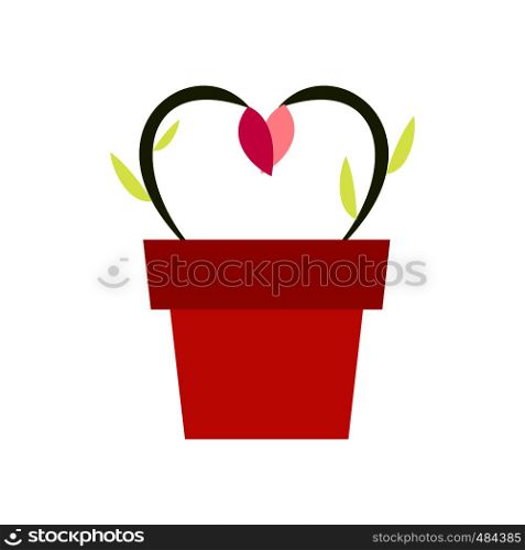 Flowers in a pot flat icon isolated on white background. Flowers in a pot icon