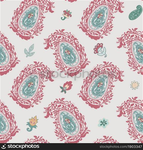 Flowers in bloom, flora and botany with petals and leaves. Stylish wallpaper or background, print seamless pattern with modern abstract flora branches and nature plants. Vector in flat style. Floral print, botany and flowers in bloom pattern