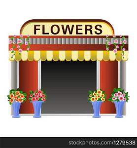 Flowers kiosk icon. Cartoon of flowers kiosk vector icon for web design isolated on white background. Flowers kiosk icon, cartoon style
