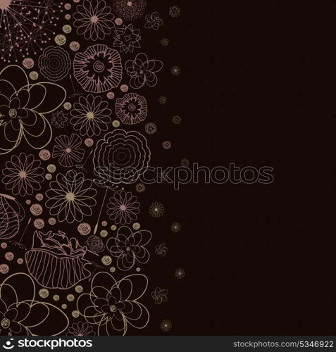 Flowers on a brown background. A vector illustration